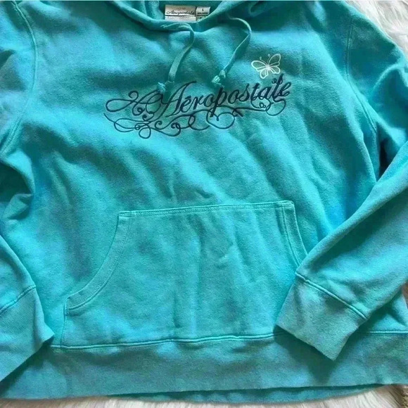 Y2K Aeropostale Embroidered Logo Butterfly Hoodie Large - Picture 4 of 6
